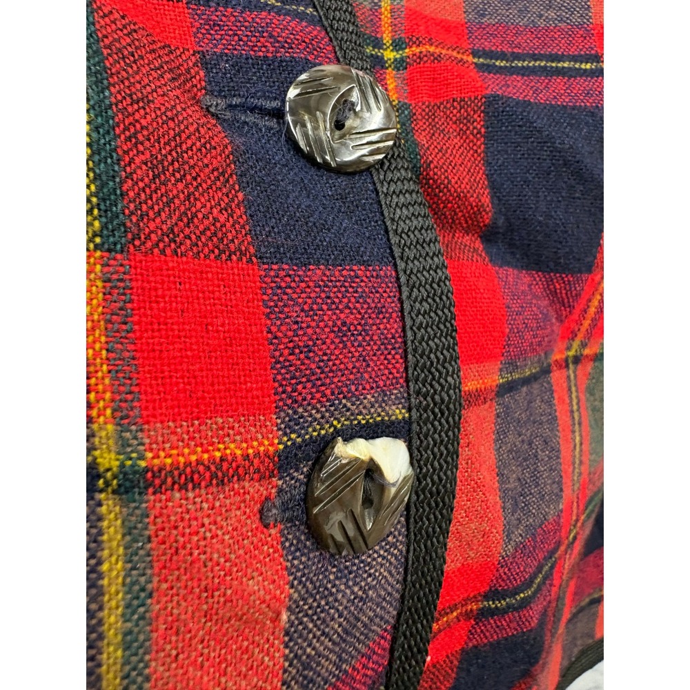 Vintage Vest Reversible Red Green Plaid 90s Preppy Grunge Layering Cabin S - Picture 6 of 7